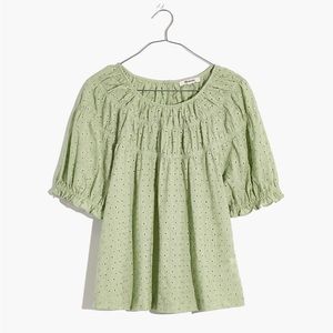 Madewell Daisy Embroidered Puff-Sleeve Top